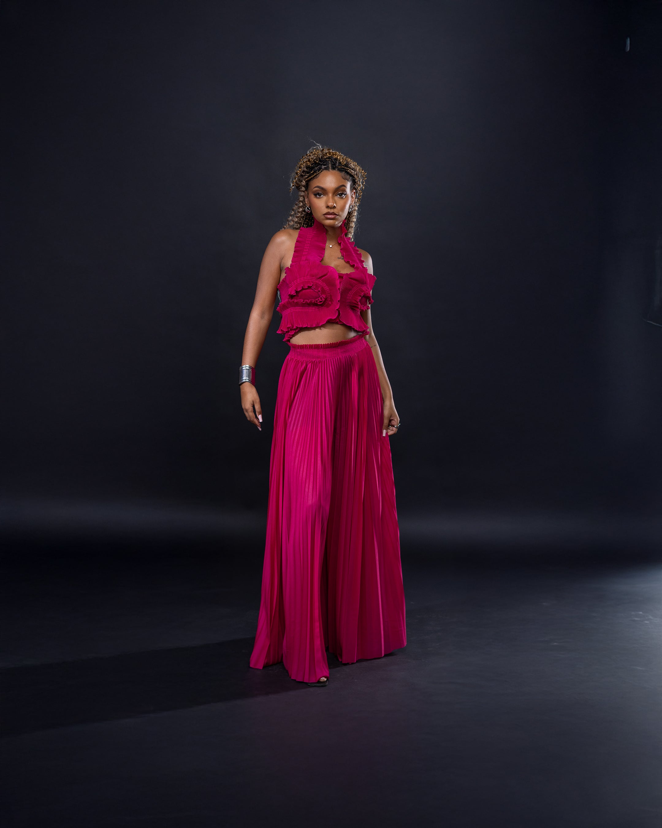 Top halter à volants fuchsia - Collection Bloomingdale